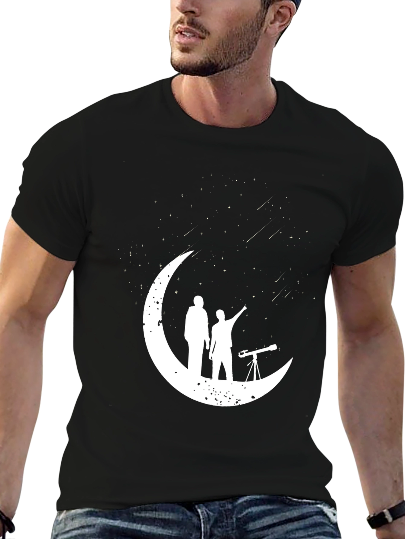 Astronomy Moon Tee - Stargazing Couple Design