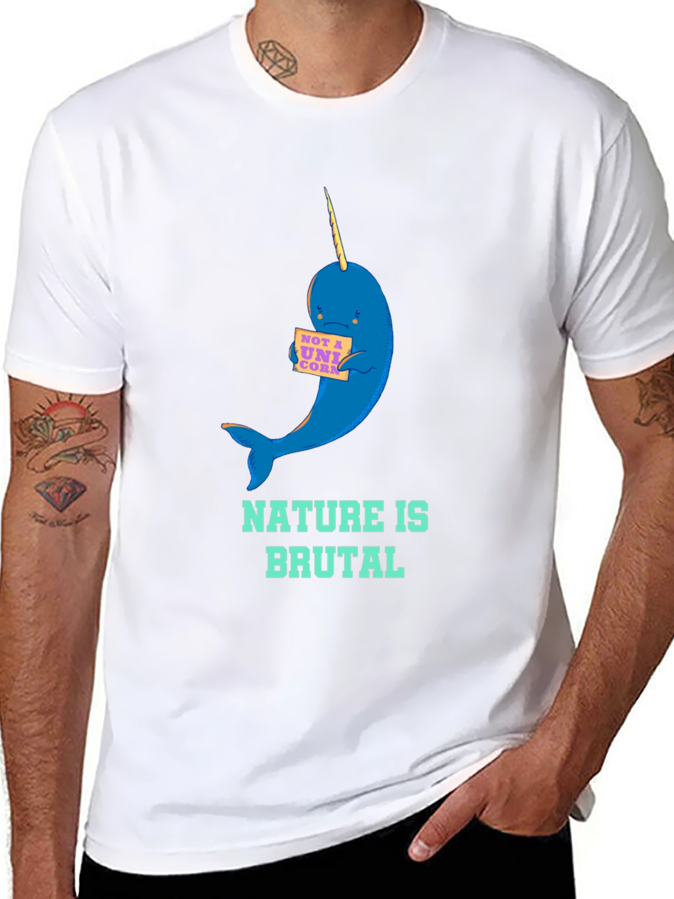 Nature is Brutal Narwhal Graphic Tee