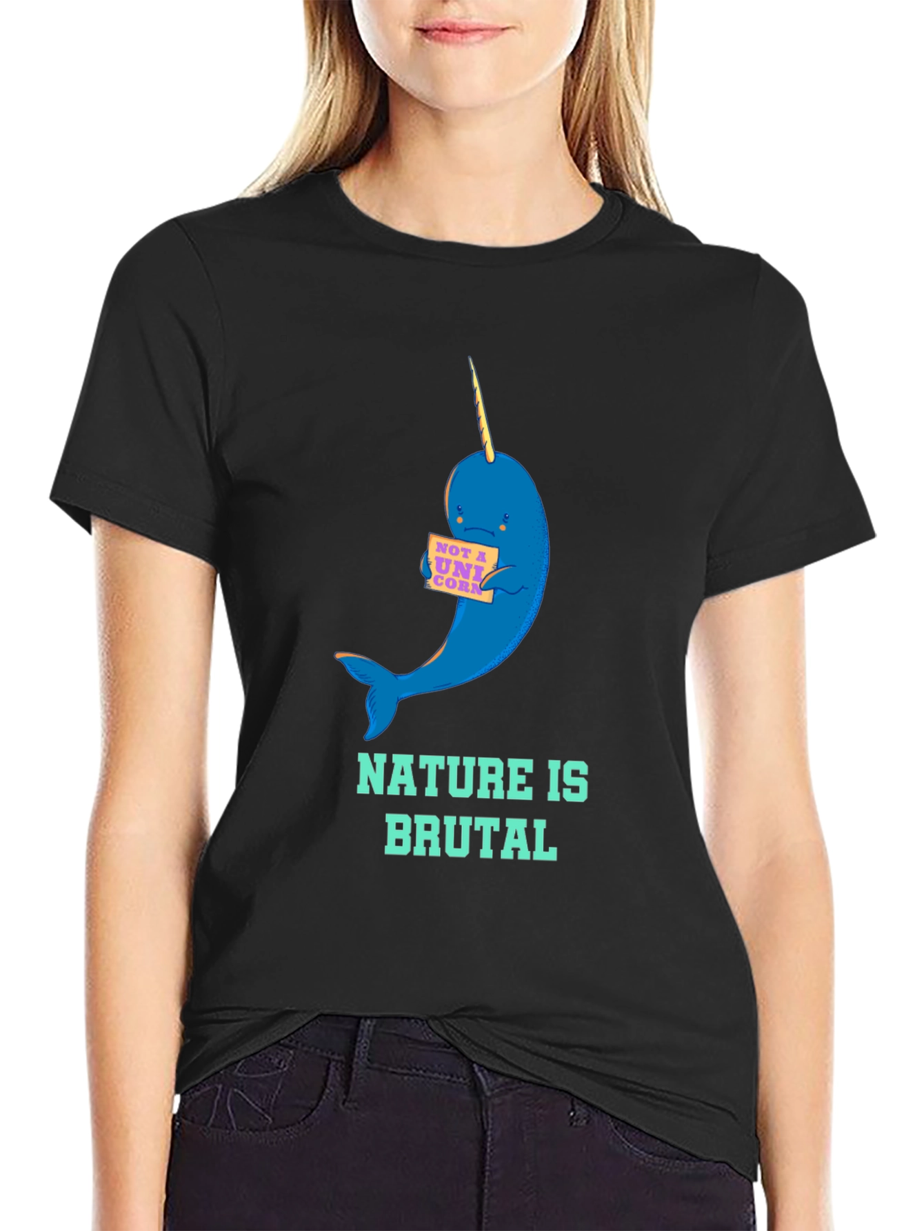 Nature is Brutal Narwhal Graphic Tee