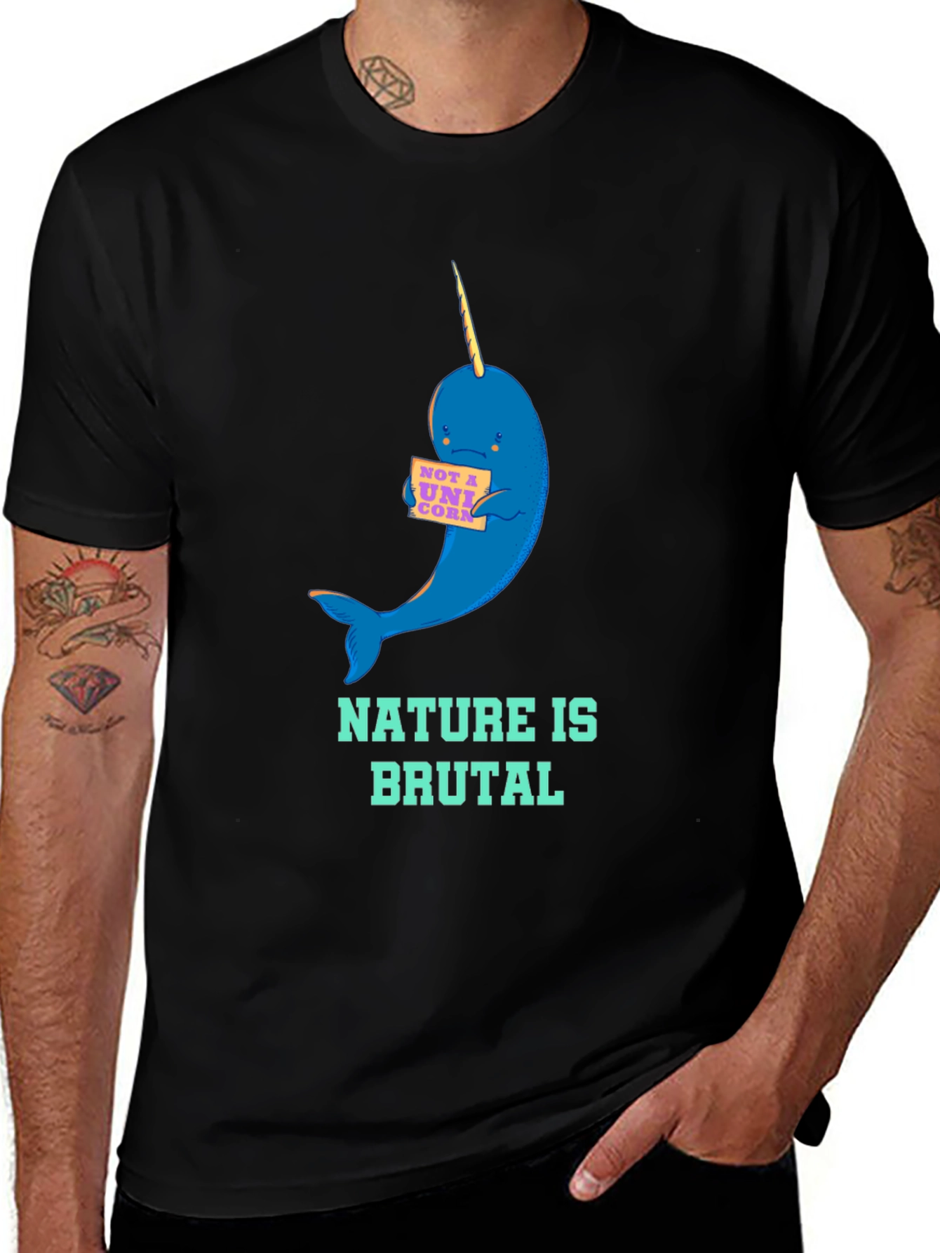 Nature is Brutal Narwhal Graphic Tee