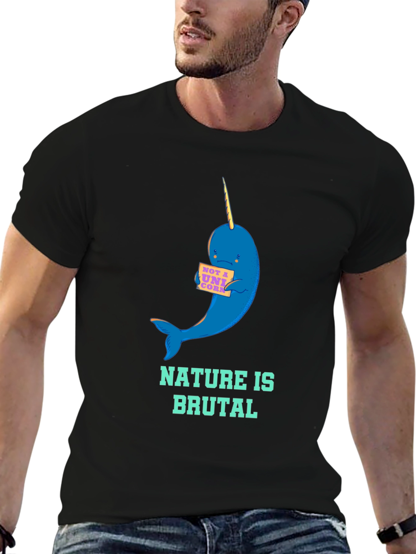 Nature is Brutal Narwhal Graphic Tee