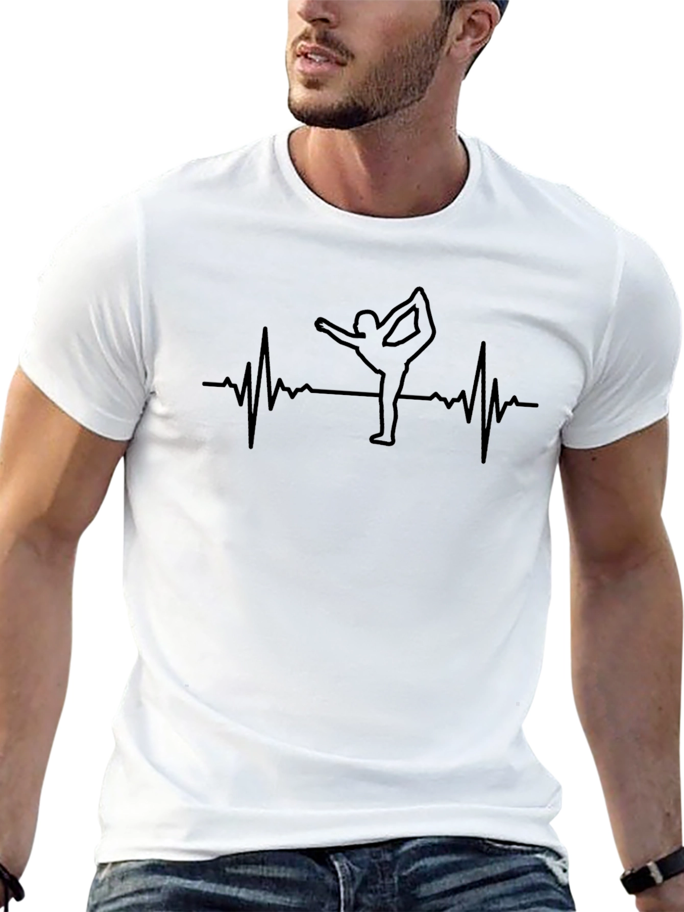 Yoga Heartbeat T-Shirt - Black Graphic Tee