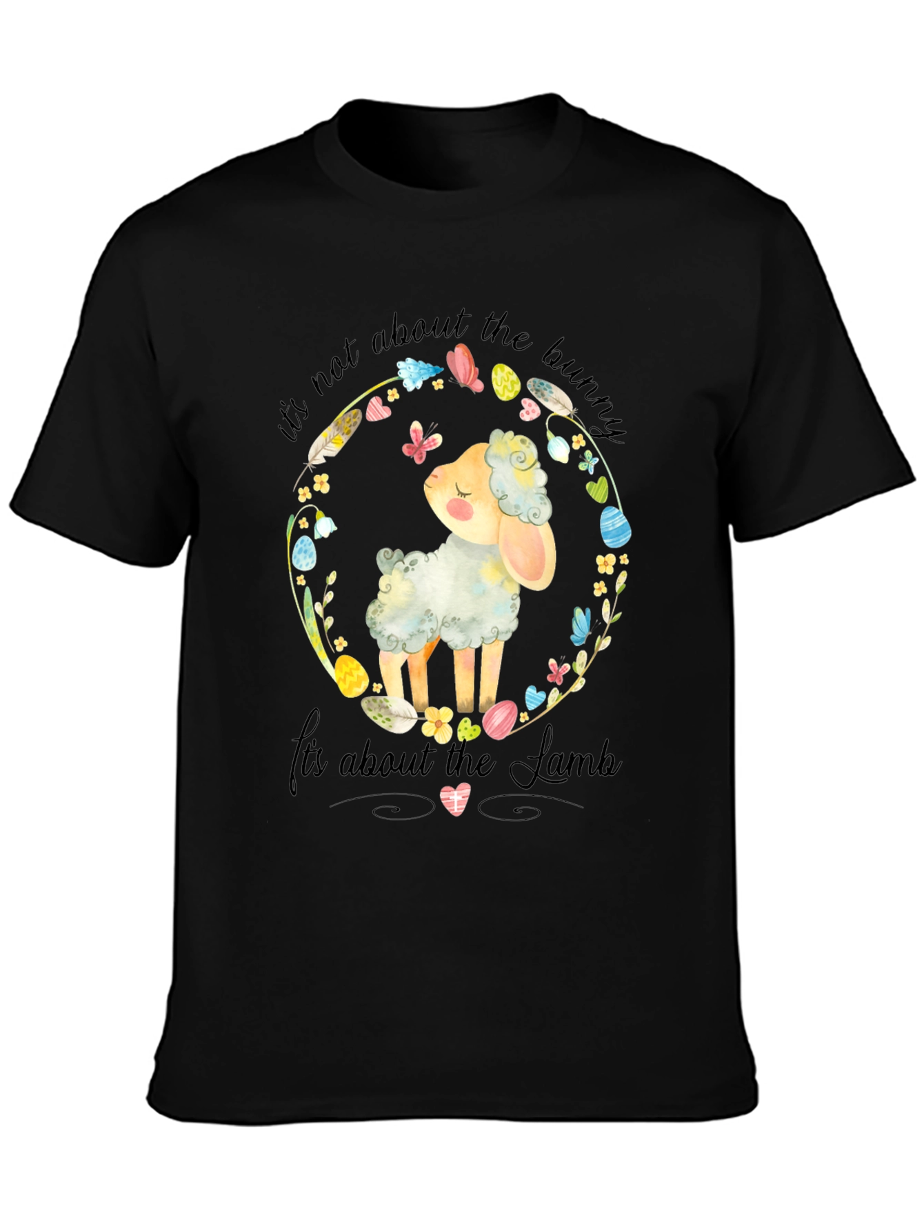 Easter Lamb Graphic Tee - Religious Black T-Shirt