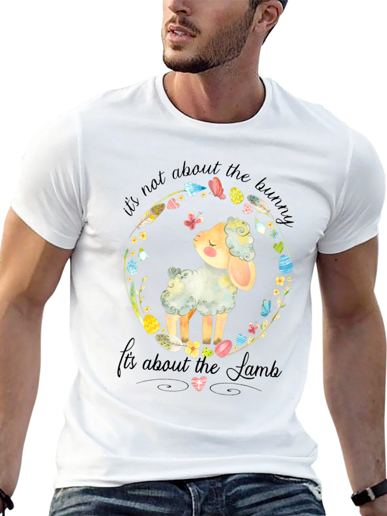 Easter Lamb Graphic Tee - Religious Black T-Shirt
