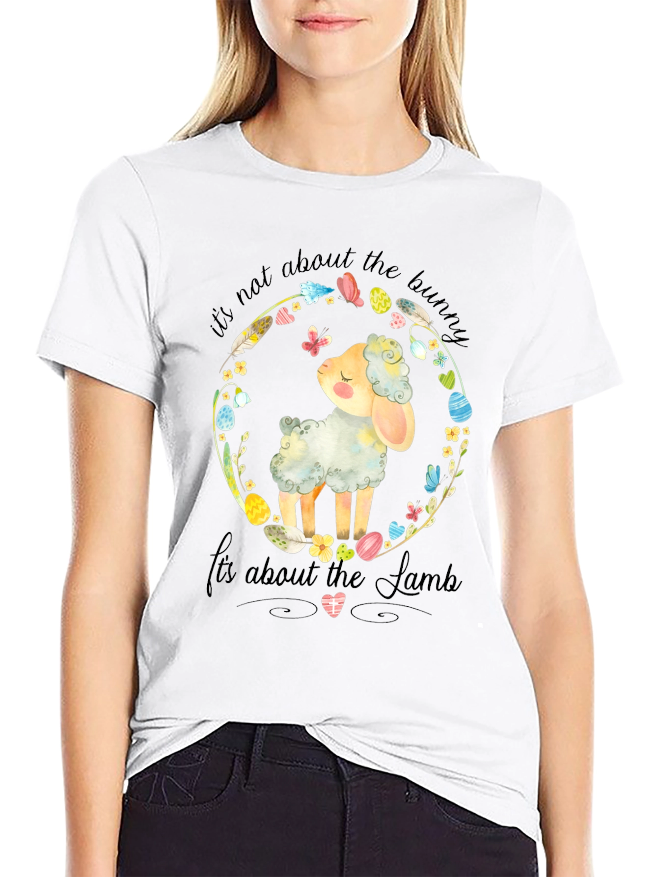 Easter Lamb Graphic Tee - Religious Black T-Shirt