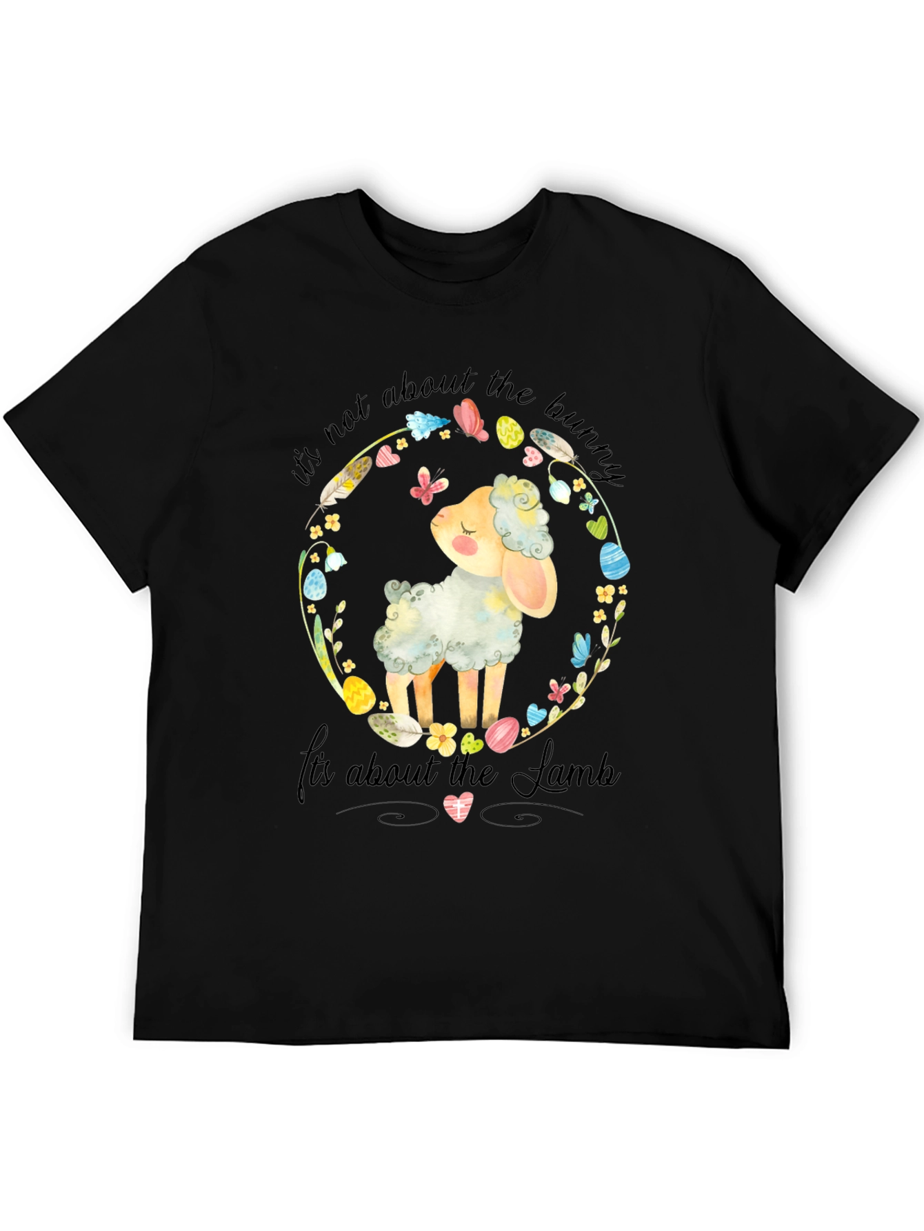Easter Lamb Graphic Tee - Religious Black T-Shirt