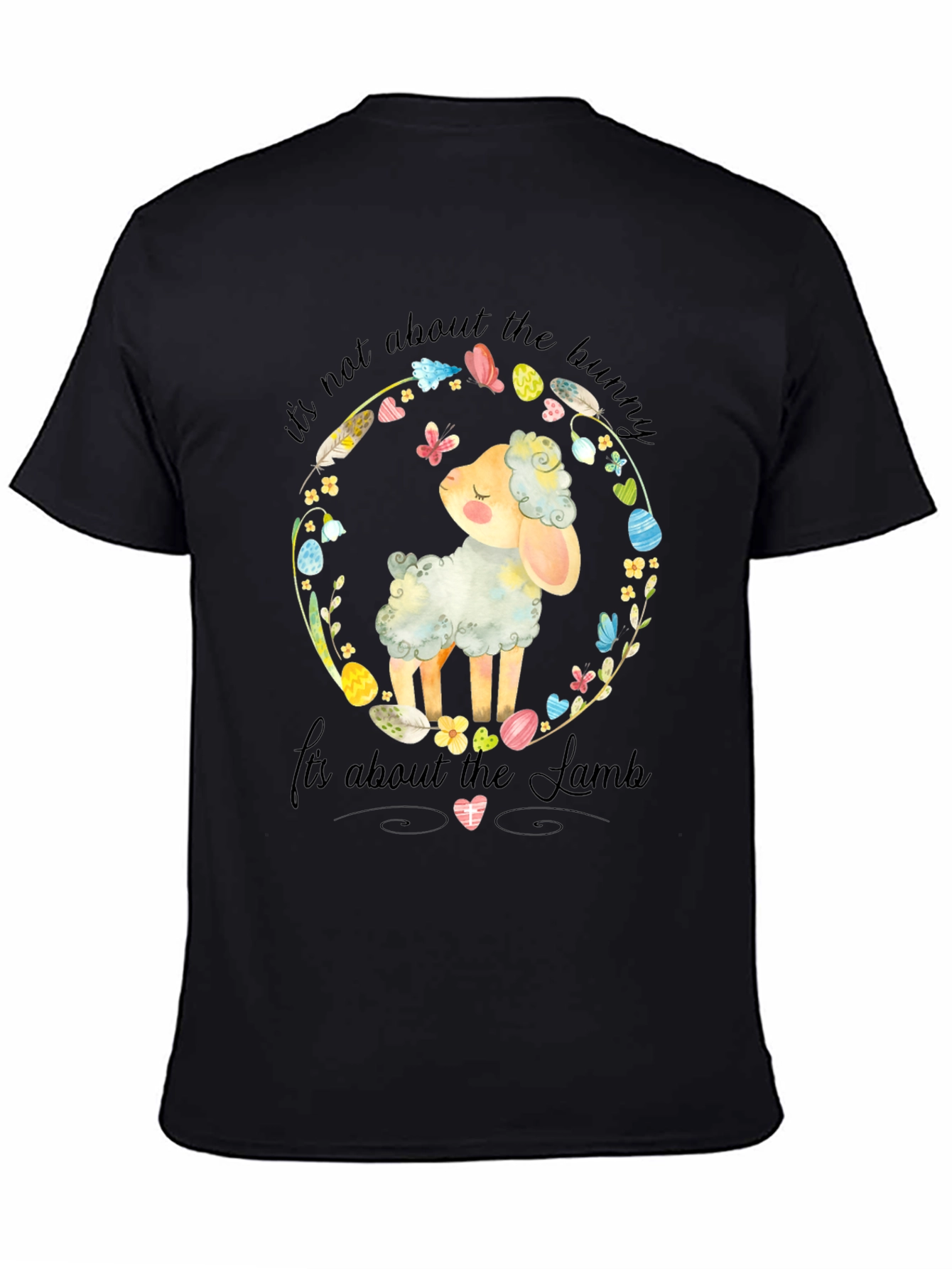 Easter Lamb Graphic Tee - Religious Black T-Shirt