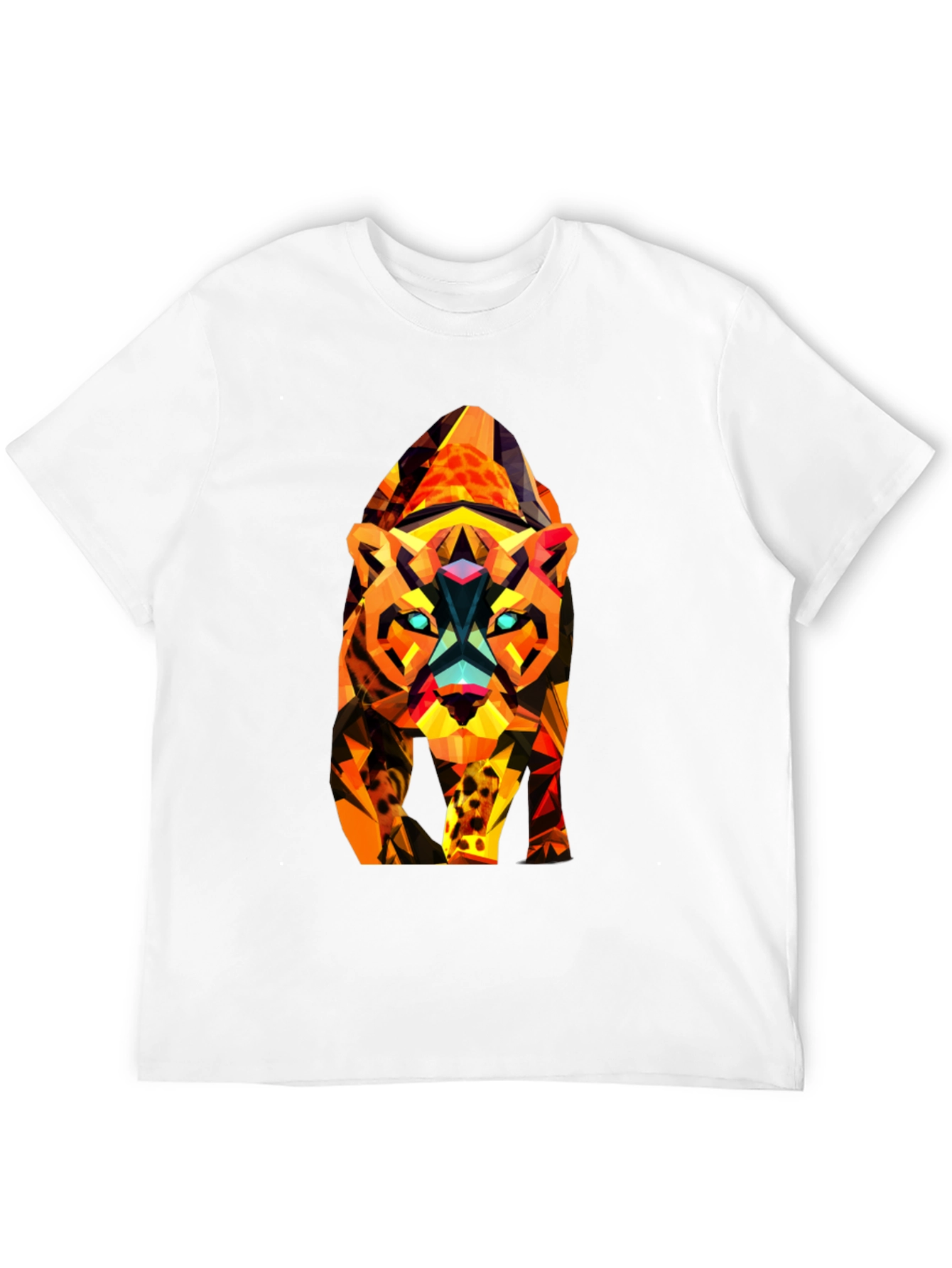 Abstract Geometric Tiger Graphic Tee - Black
