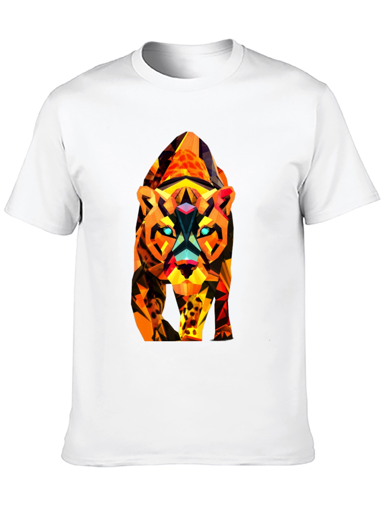 Abstract Geometric Tiger Graphic Tee - Black