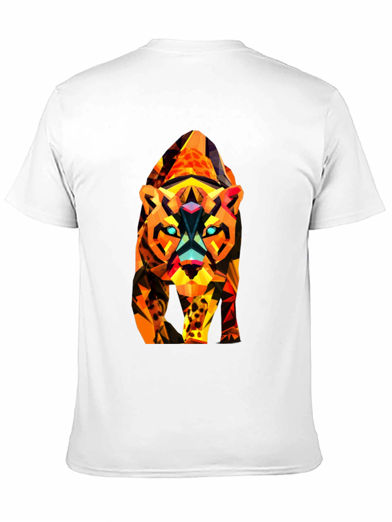Abstract Geometric Tiger Graphic Tee - Black