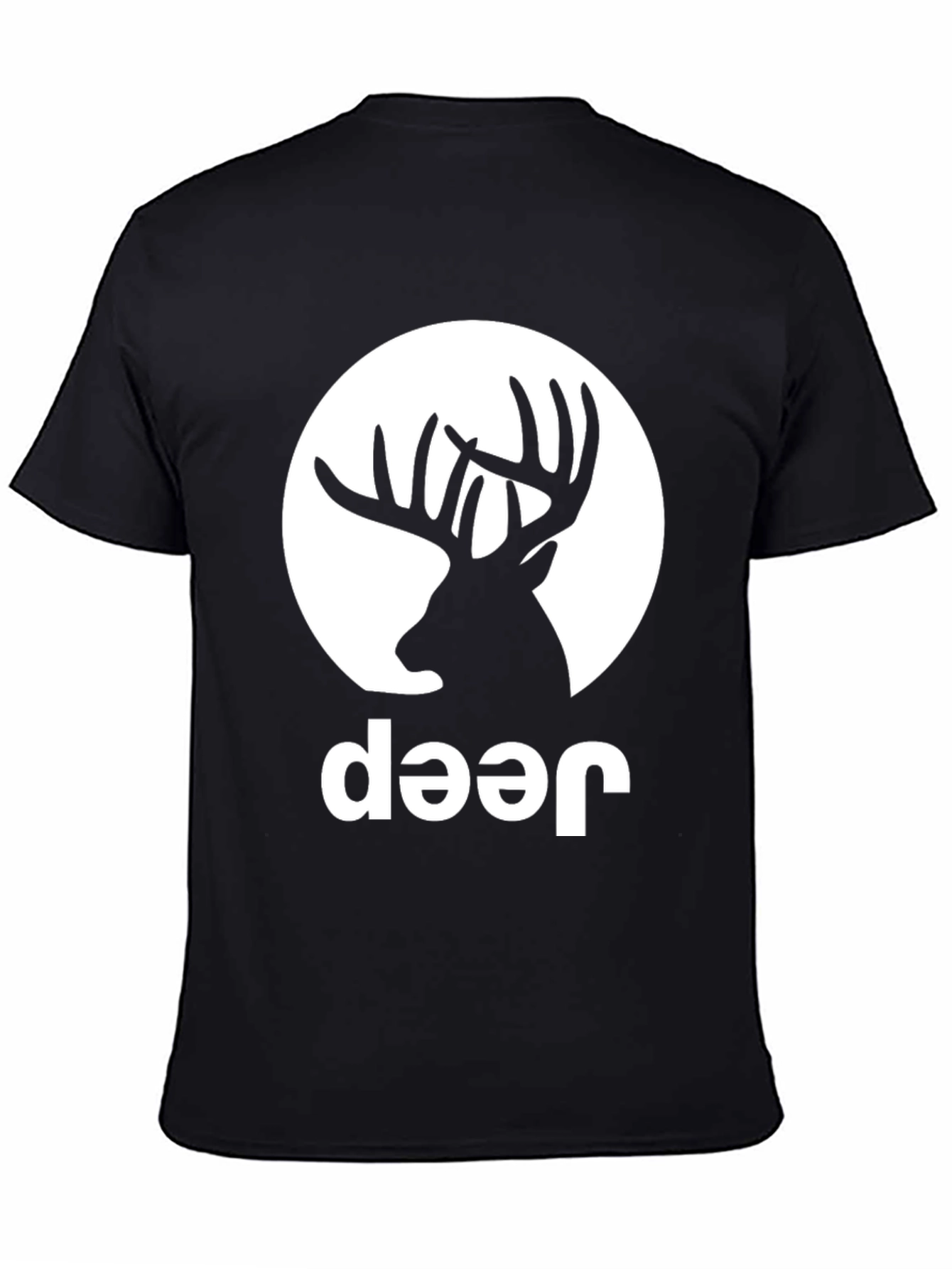 Deer Graphic Tee - Black Crew Neck T-Shirt