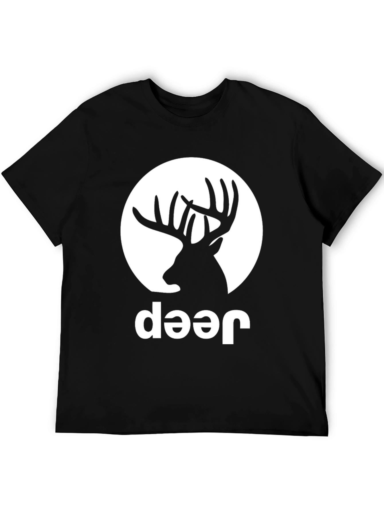 Deer Graphic Tee - Black Crew Neck T-Shirt
