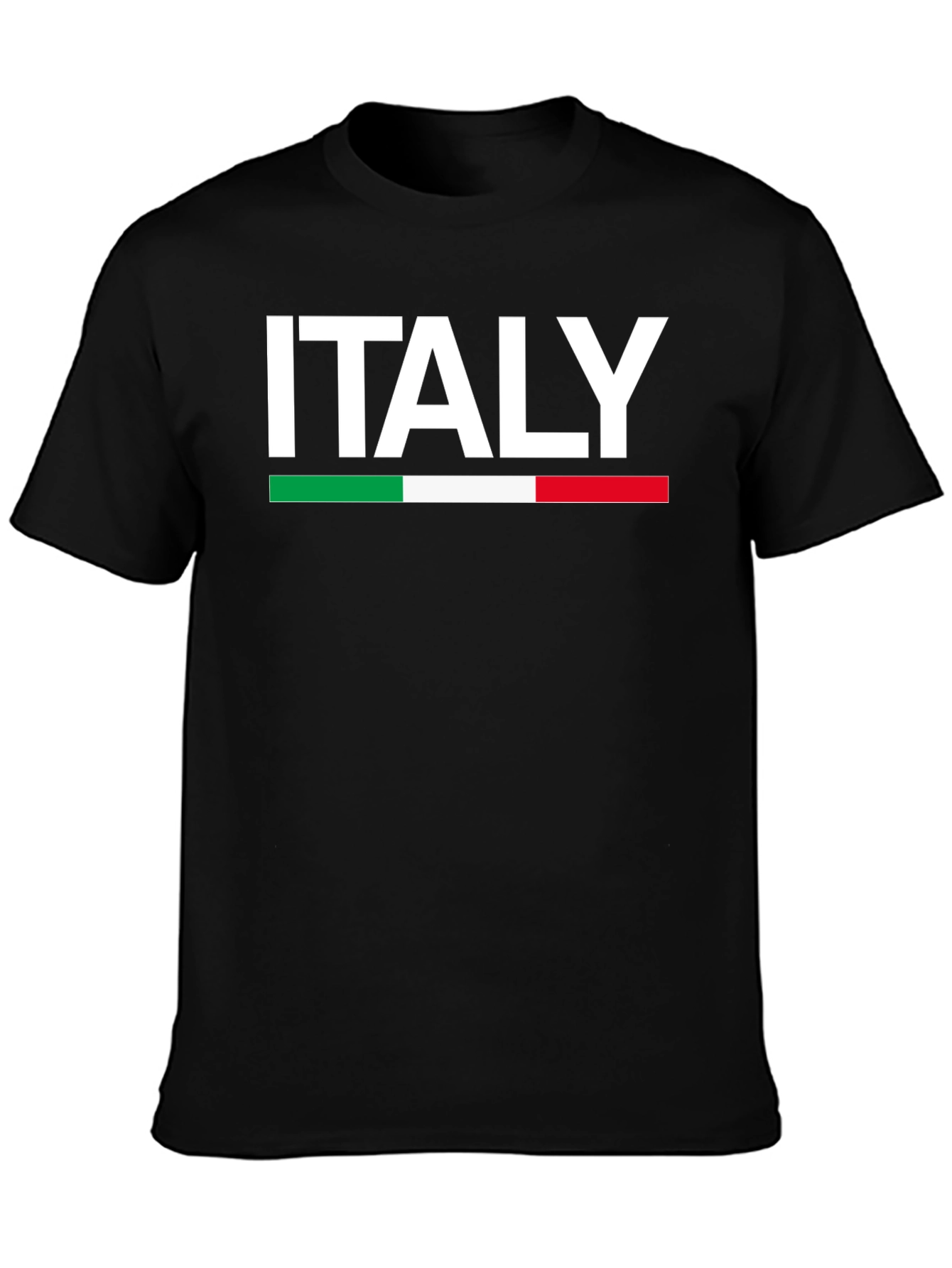 Italy Flag T-Shirt - Black Crew Neck
