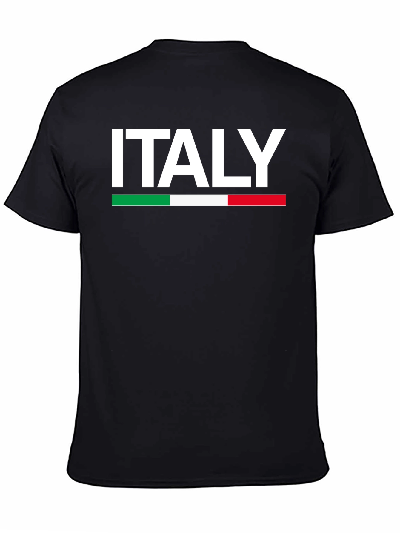 Italy Flag T-Shirt - Black Crew Neck