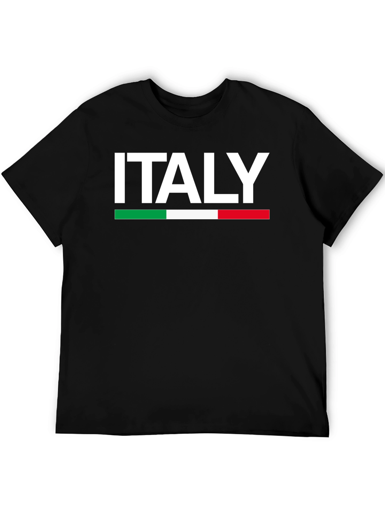 Italy Flag T-Shirt - Black Crew Neck