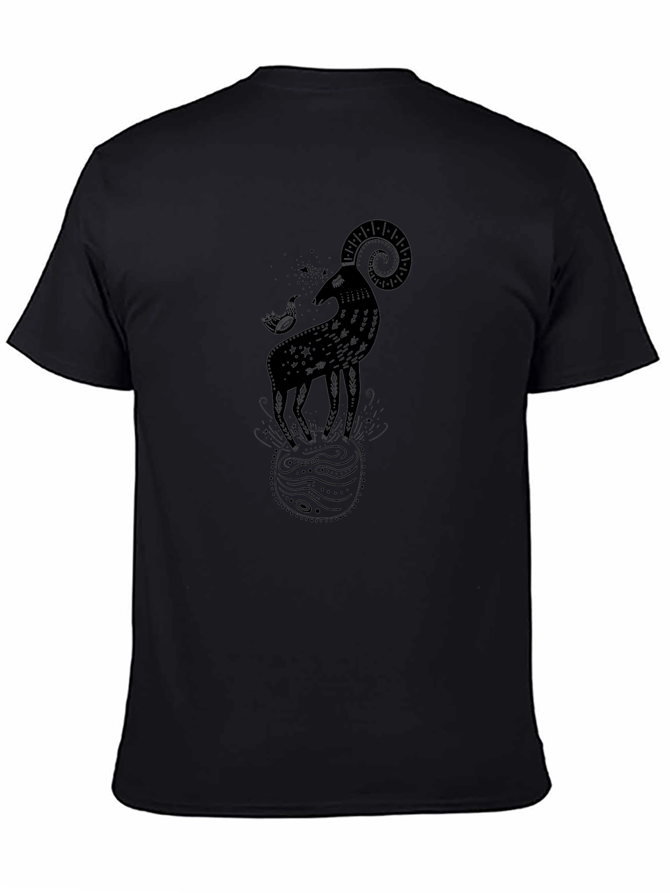 Ram Zodiac Graphic Tee - Black Cotton Comfort