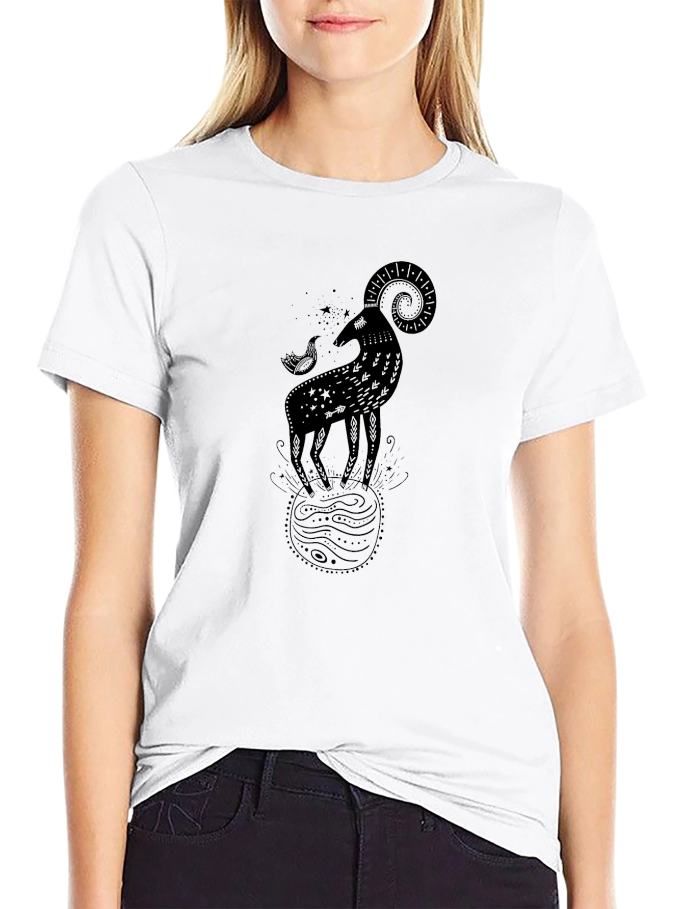 Ram Zodiac Graphic Tee - Black Cotton Comfort