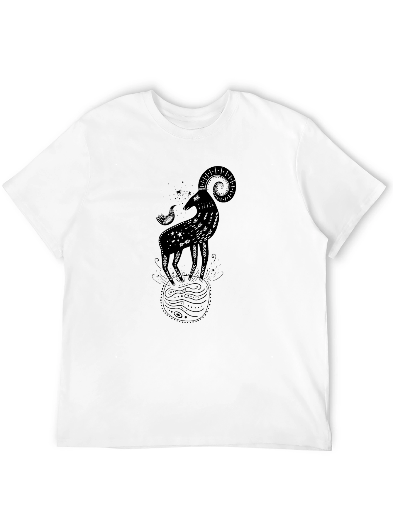 Ram Zodiac Graphic Tee - Black Cotton Comfort