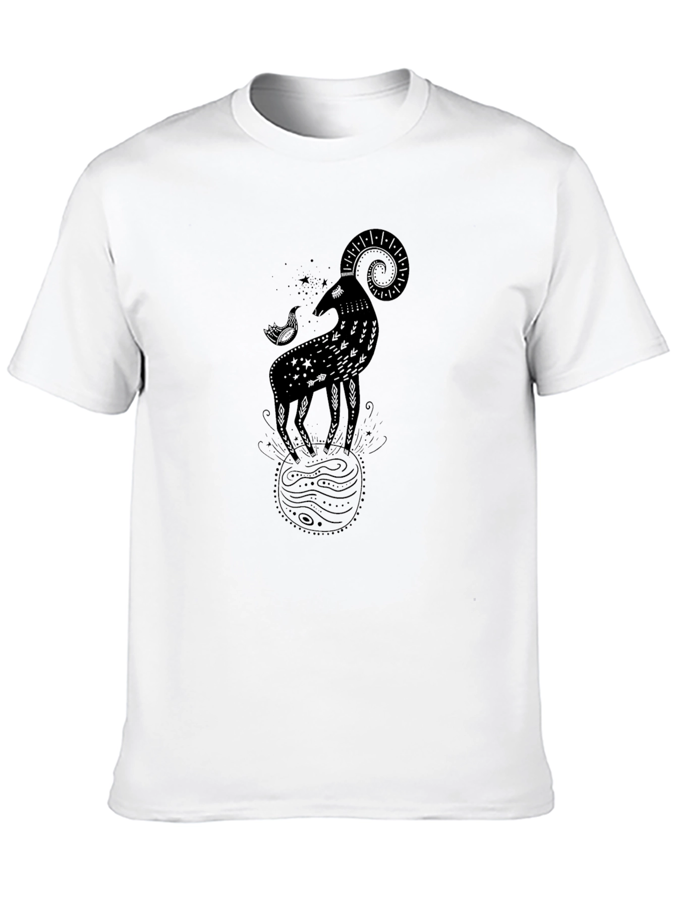 Ram Zodiac Graphic Tee - Black Cotton Comfort