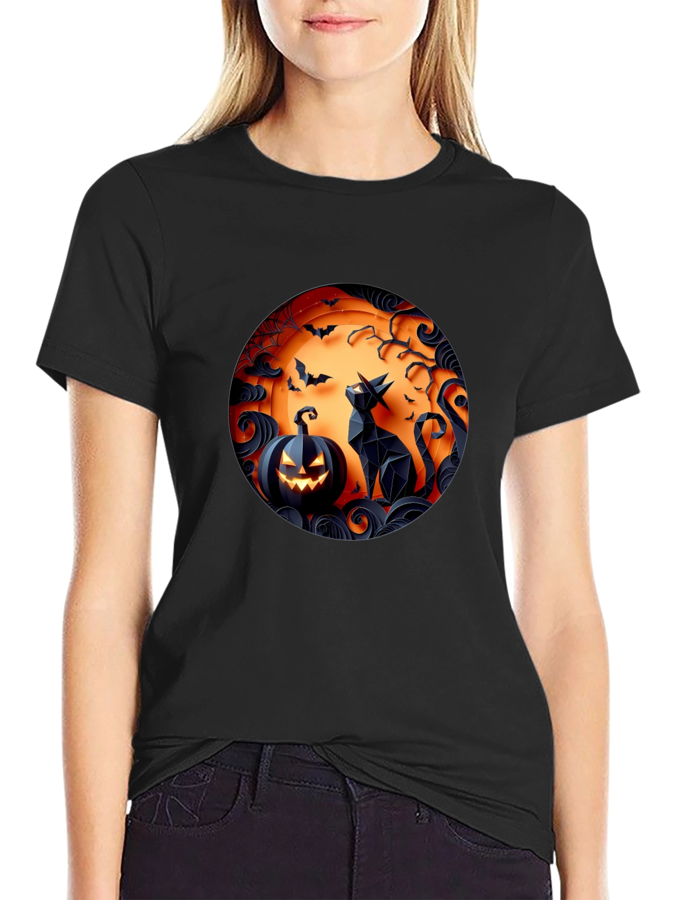 Halloween Cat Pumpkin T-Shirt