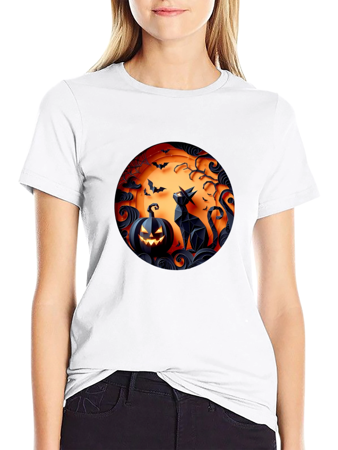 Halloween Cat Pumpkin T-Shirt