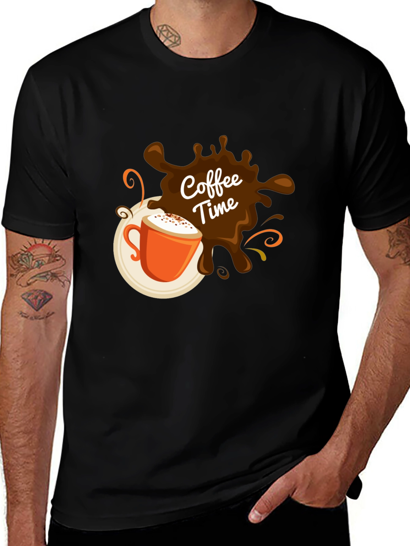 Coffee Time Graphic Black T-Shirt