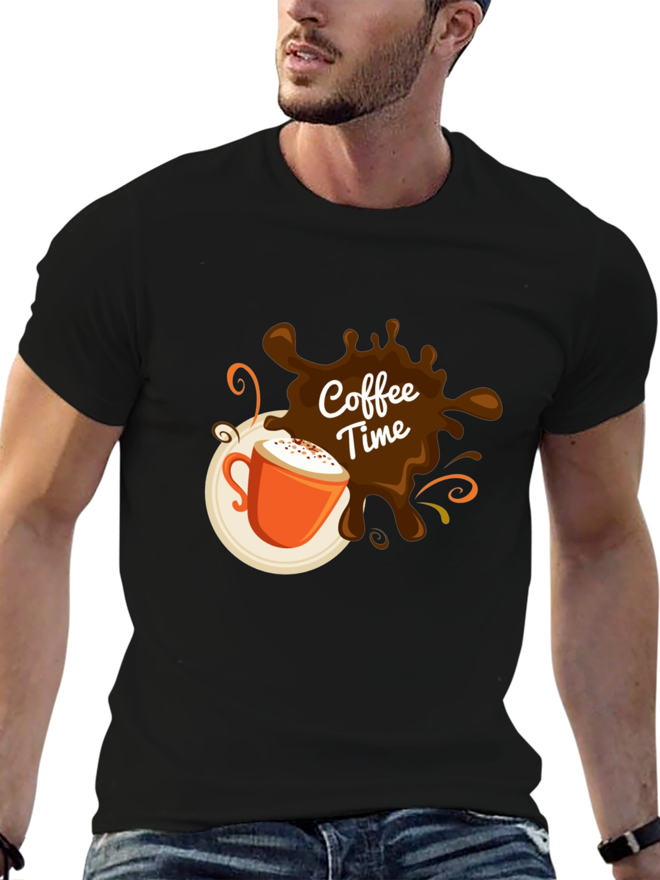 Coffee Time Graphic Black T-Shirt