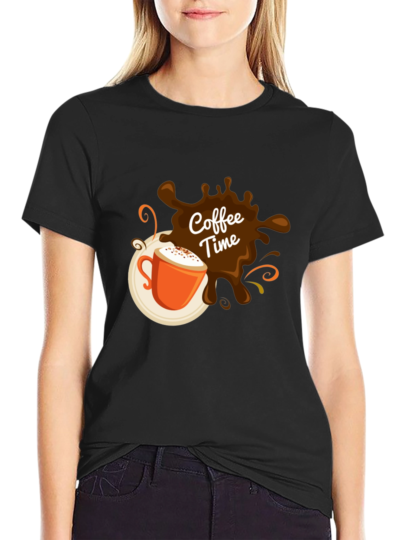 Coffee Time Graphic Black T-Shirt