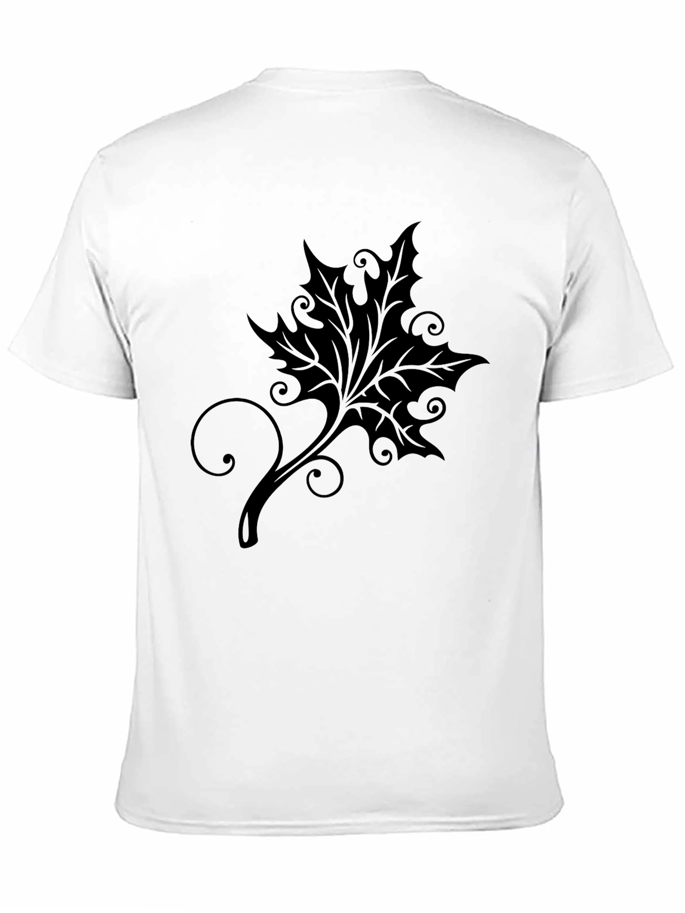 Stylish Black T-Shirt with Leaf Design
