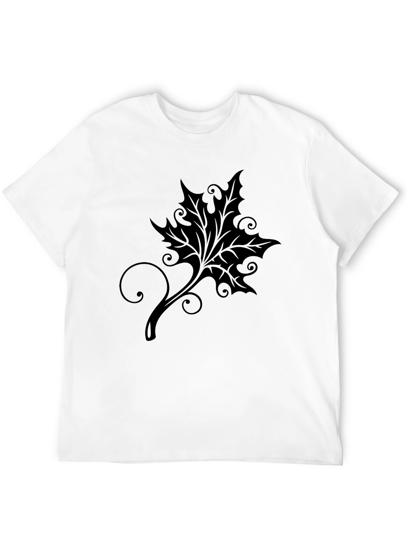 Stylish Black T-Shirt with Leaf Design