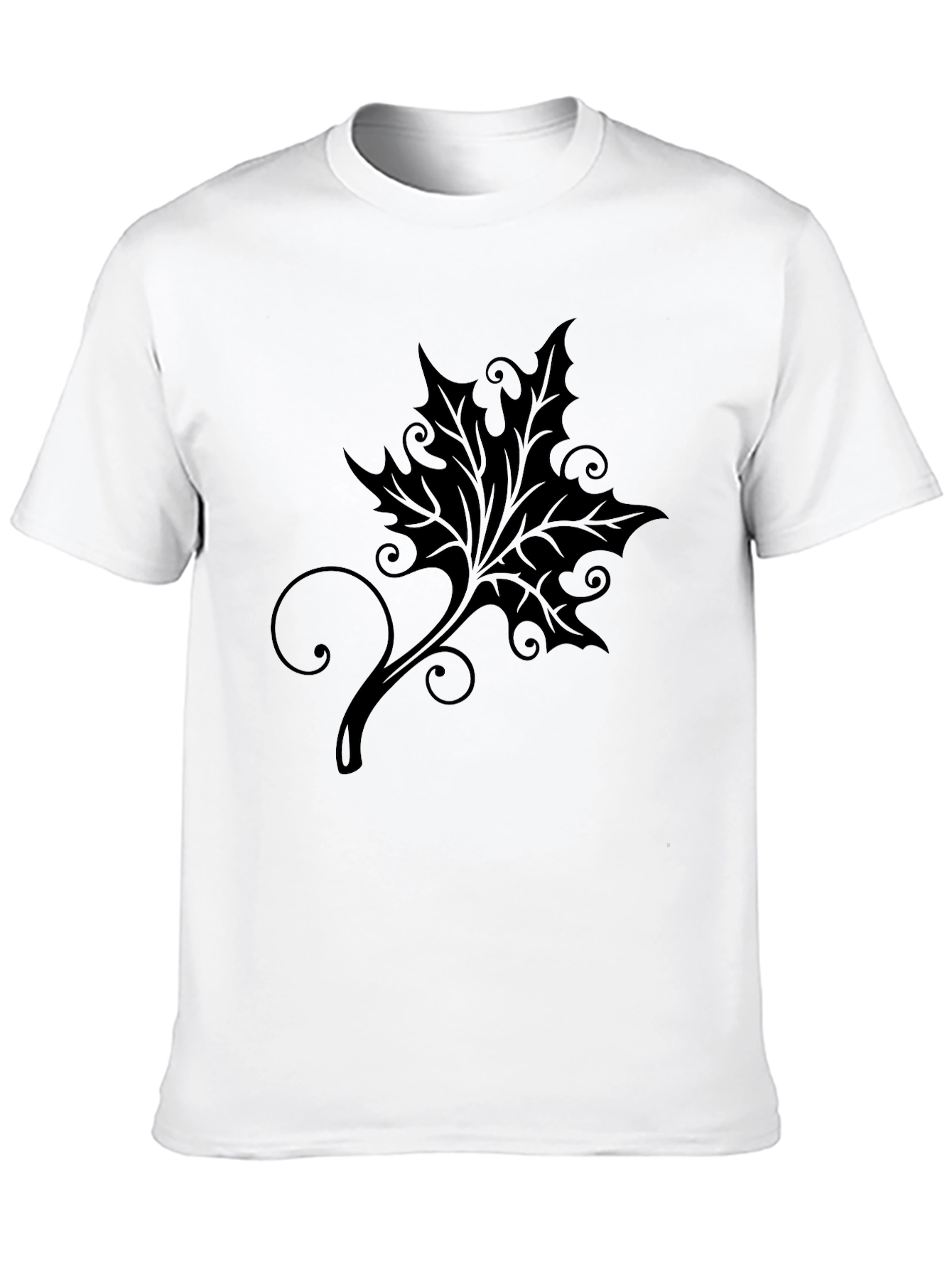 Stylish Black T-Shirt with Leaf Design