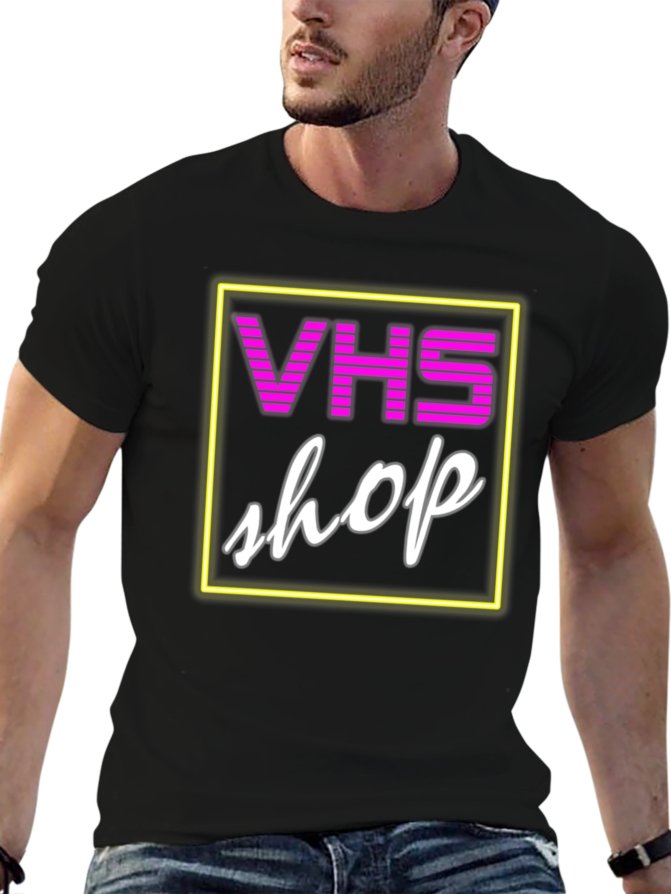 VHS Shop Neon Graphic T-Shirt