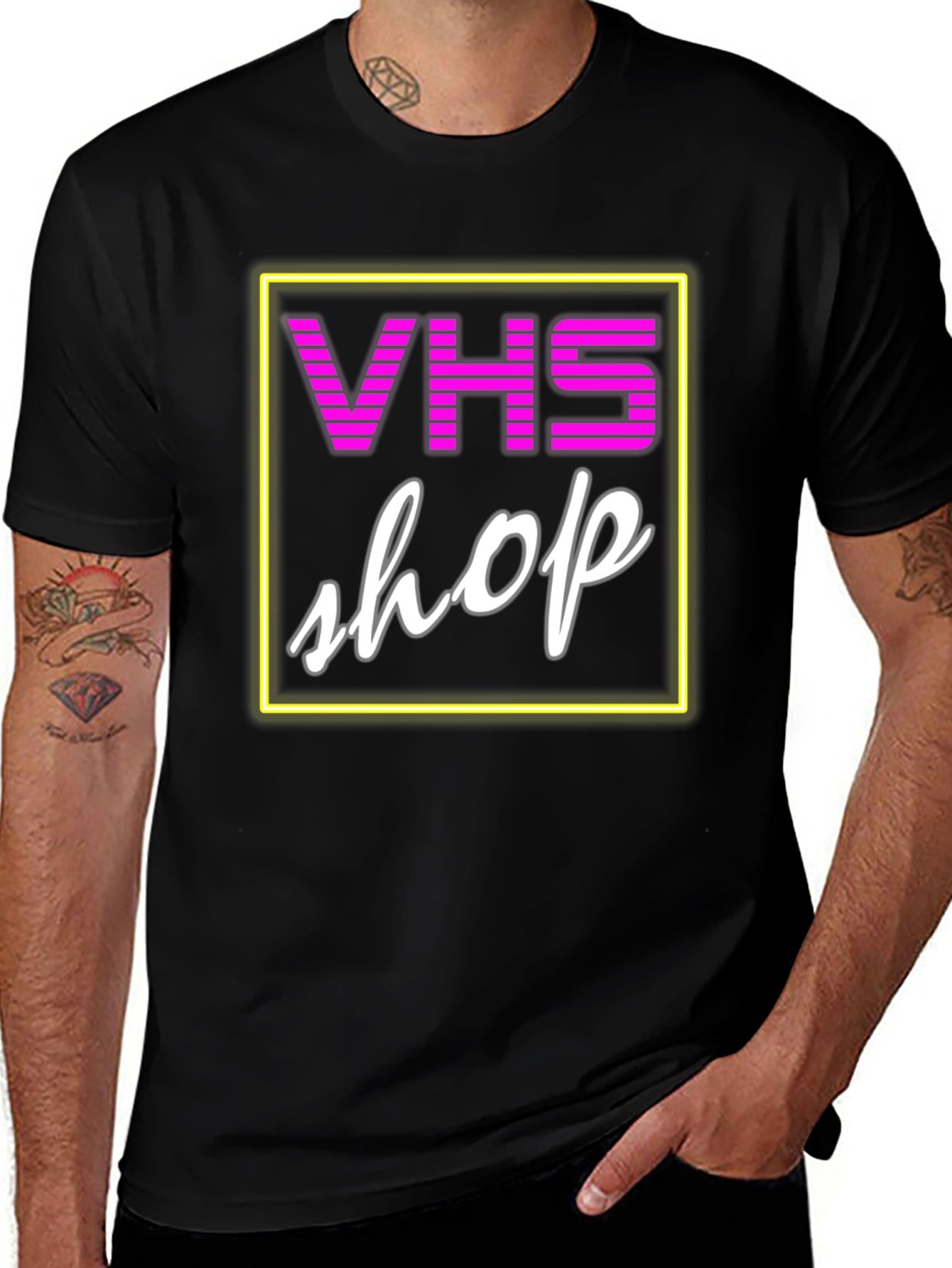 VHS Shop Neon Graphic T-Shirt
