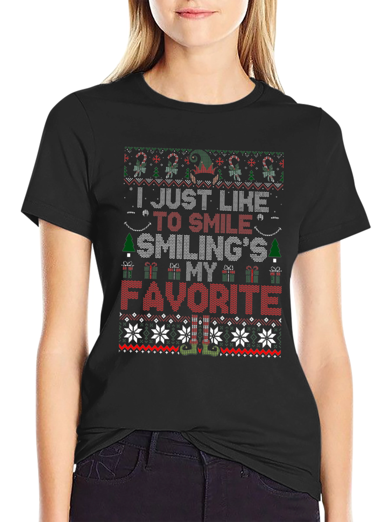 Christmas Sweater T-Shirt - Smilings My Favorite