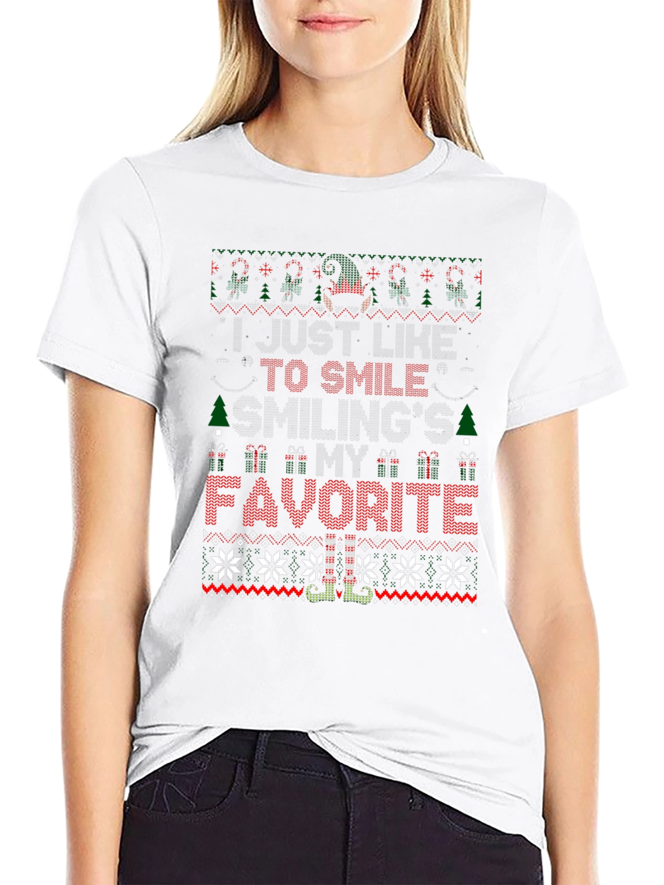 Christmas Sweater T-Shirt - Smilings My Favorite