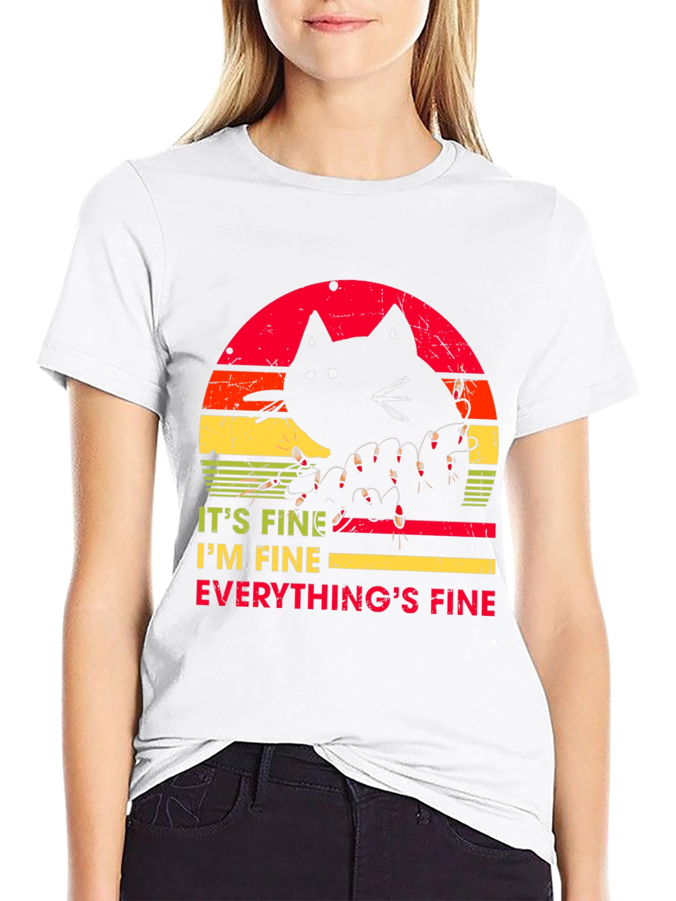 Its Fine Cat T-Shirt - Humorous Graphic Tee