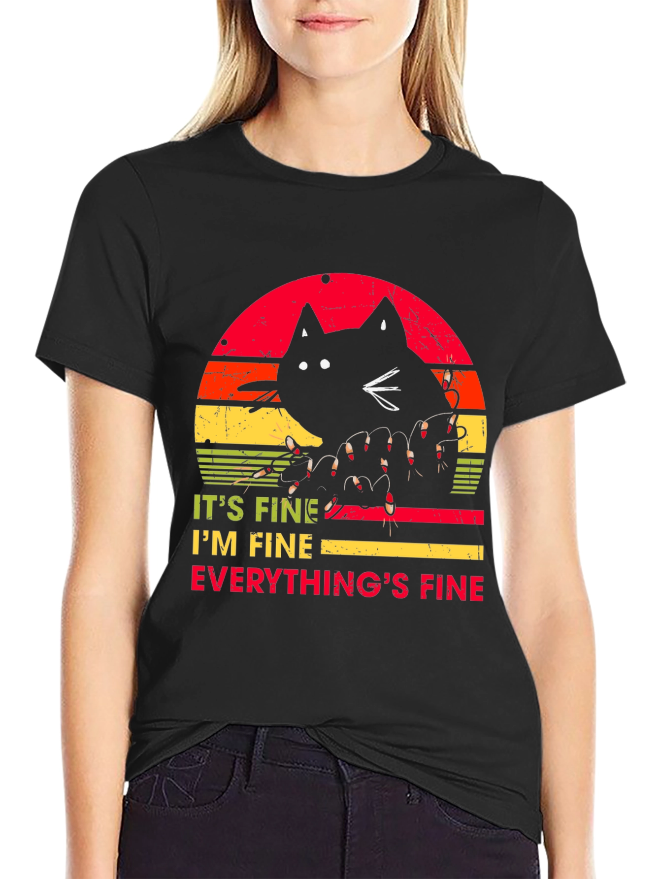 Its Fine Cat T-Shirt - Humorous Graphic Tee
