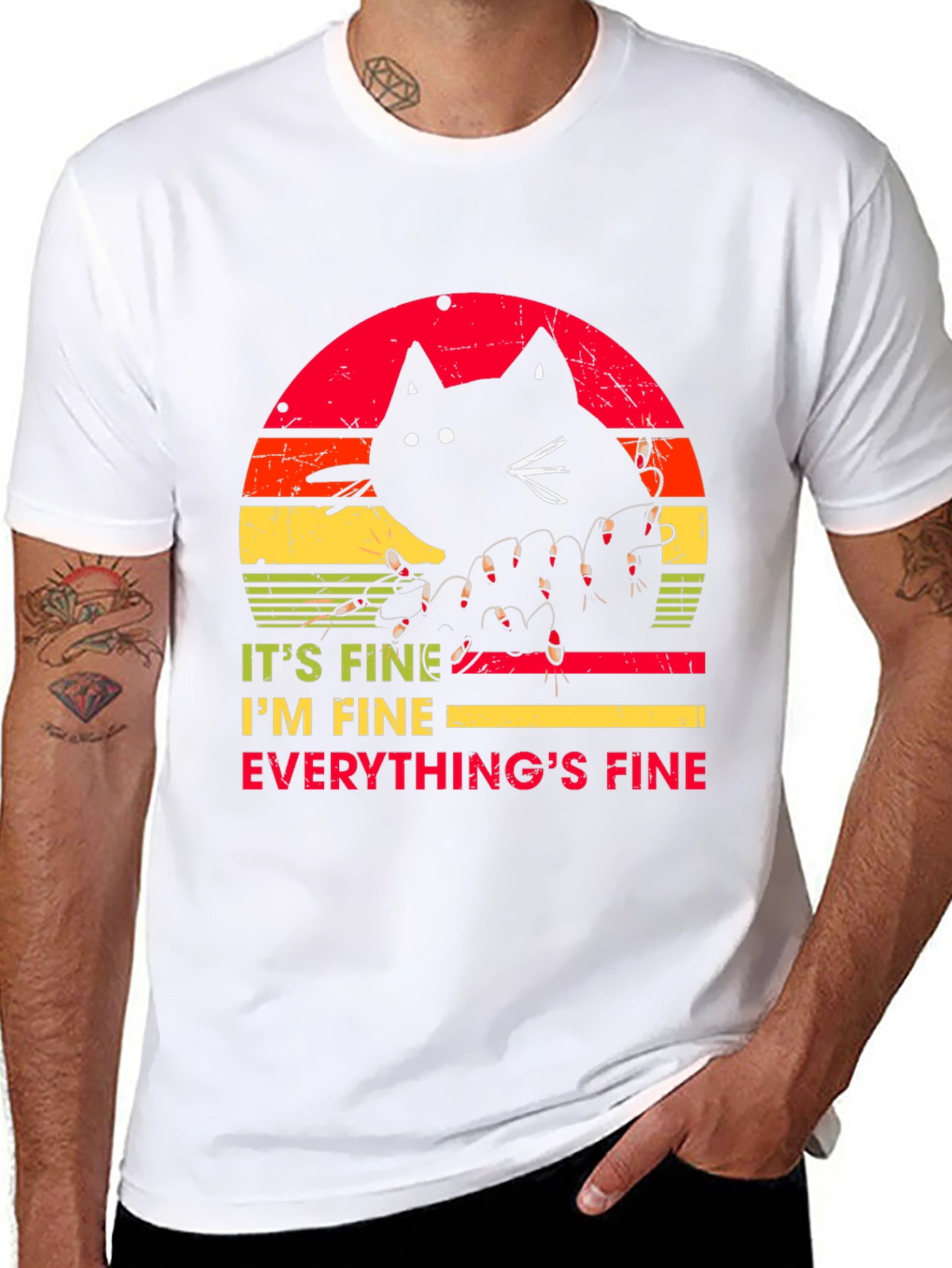Its Fine Cat T-Shirt - Humorous Graphic Tee