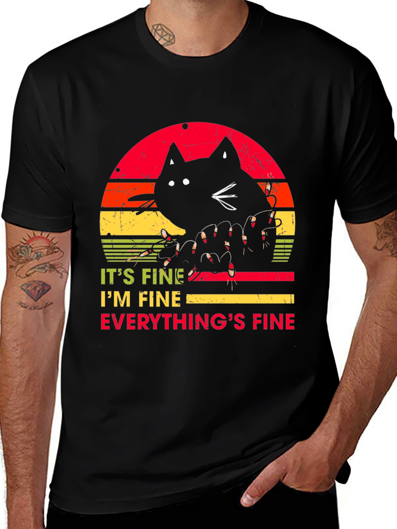 Its Fine Cat T-Shirt - Humorous Graphic Tee