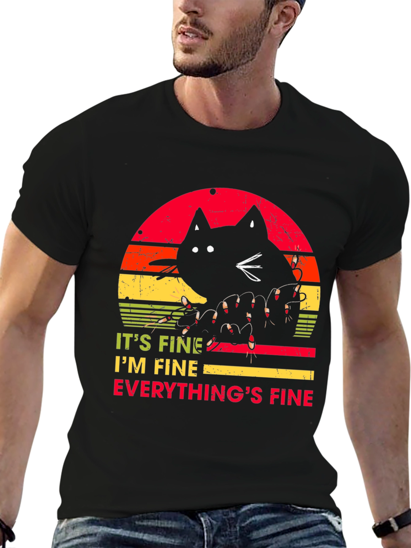 Its Fine Cat T-Shirt - Humorous Graphic Tee