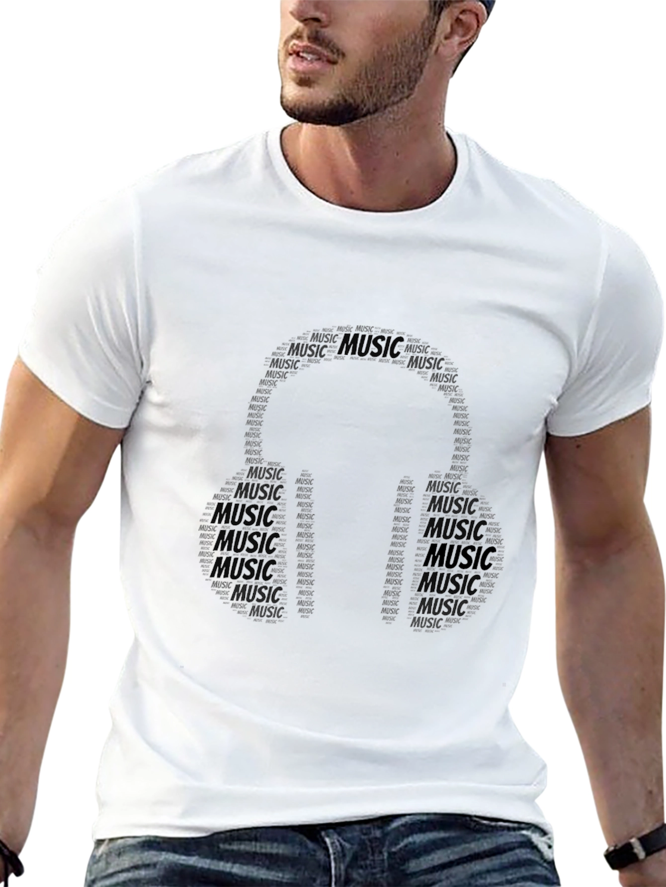 Music Headphones Word Art T-Shirt