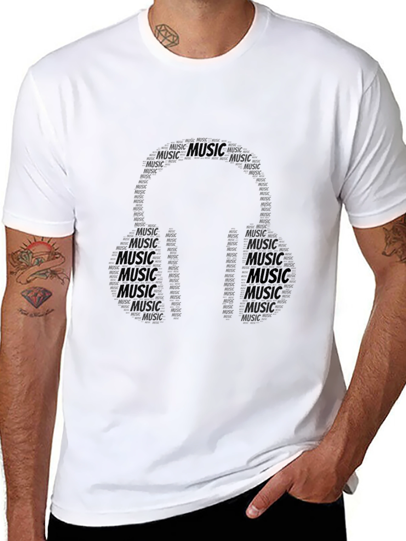 Music Headphones Word Art T-Shirt