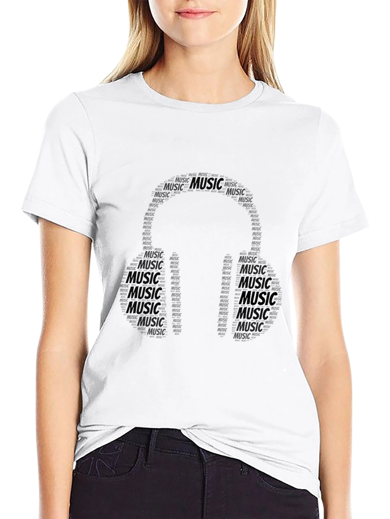 Music Headphones Word Art T-Shirt
