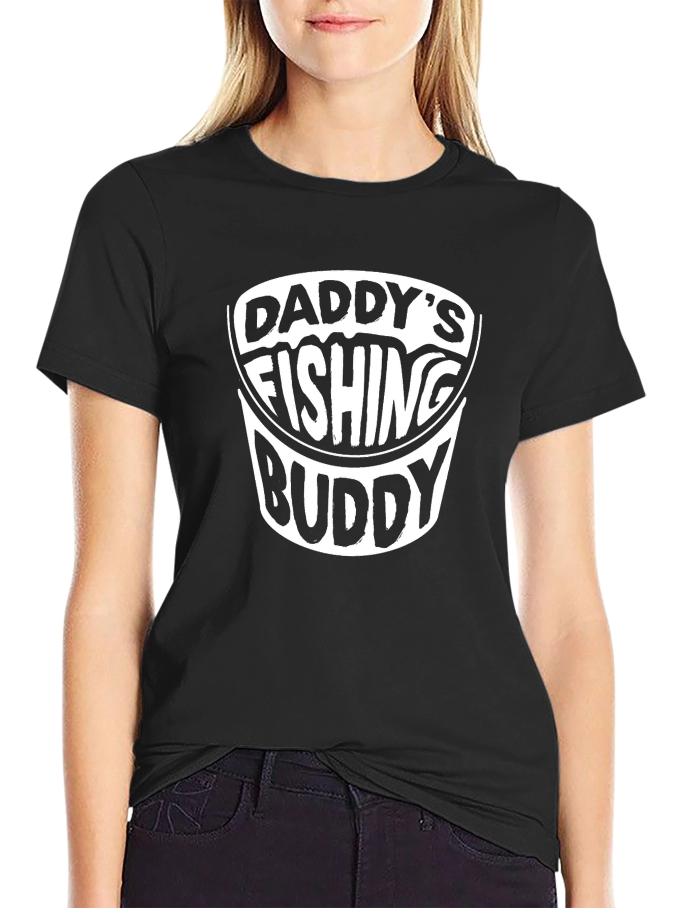 Daddys Fishing Buddy Black Graphic T-Shirt