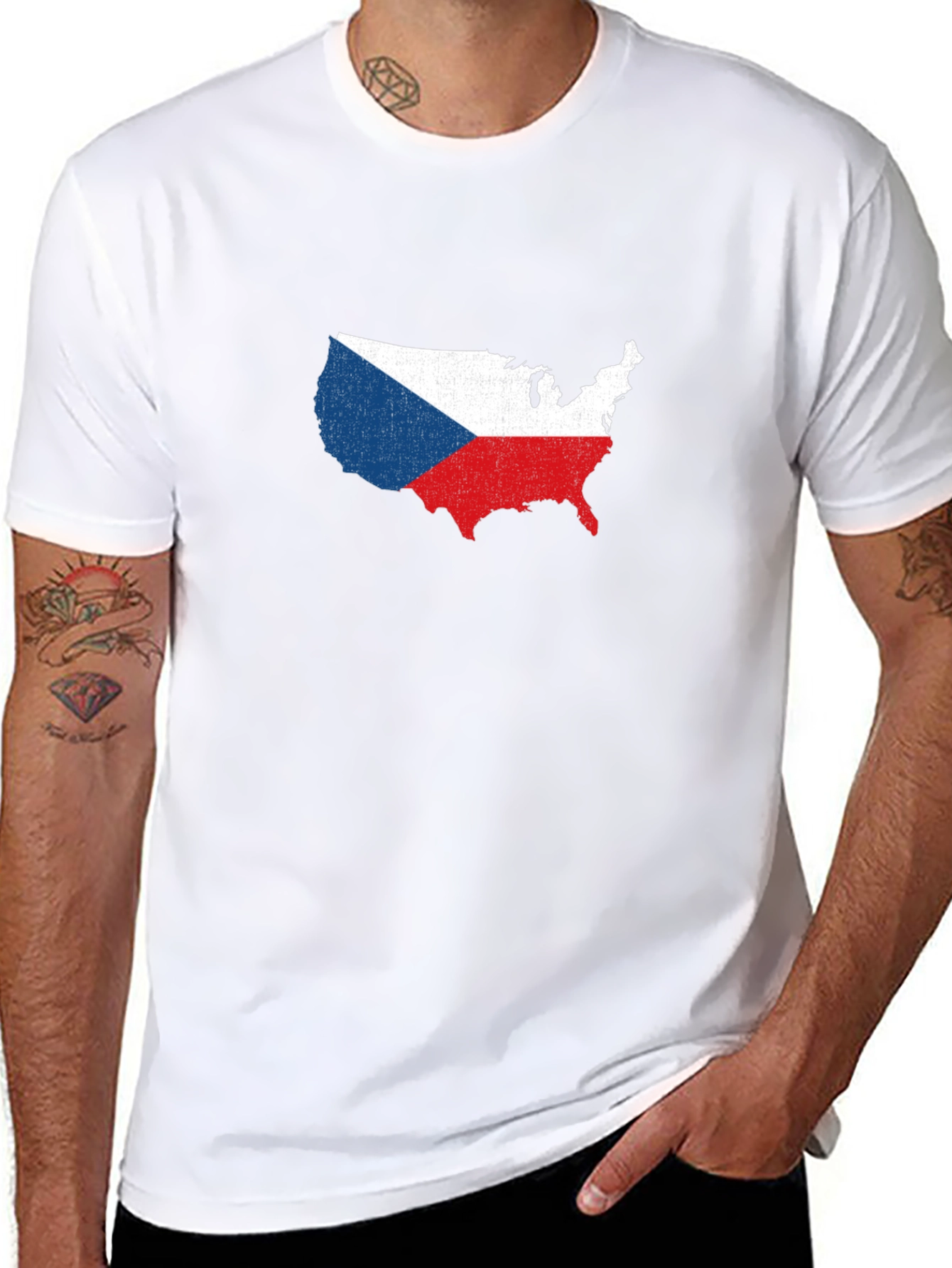 Czech Republic USA Flag T-Shirt
