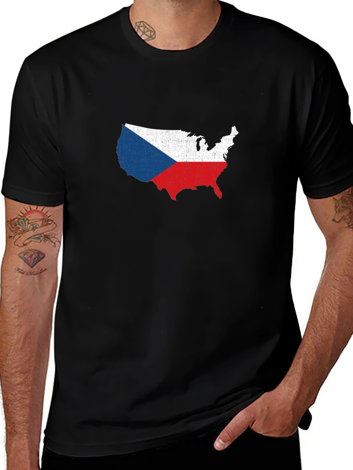 Czech Republic USA Flag T-Shirt
