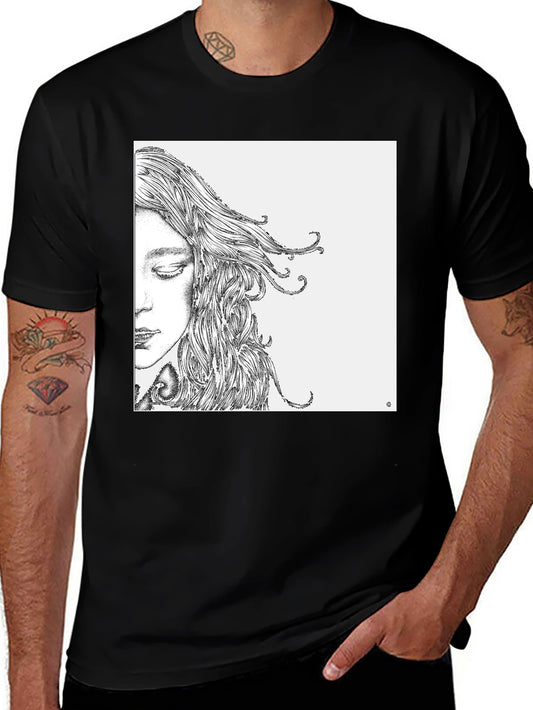 Artistic Woman Face Graphic Black Tee