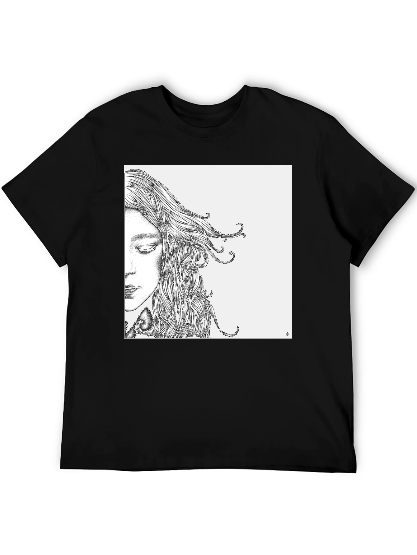 Artistic Woman Face Graphic Black Tee