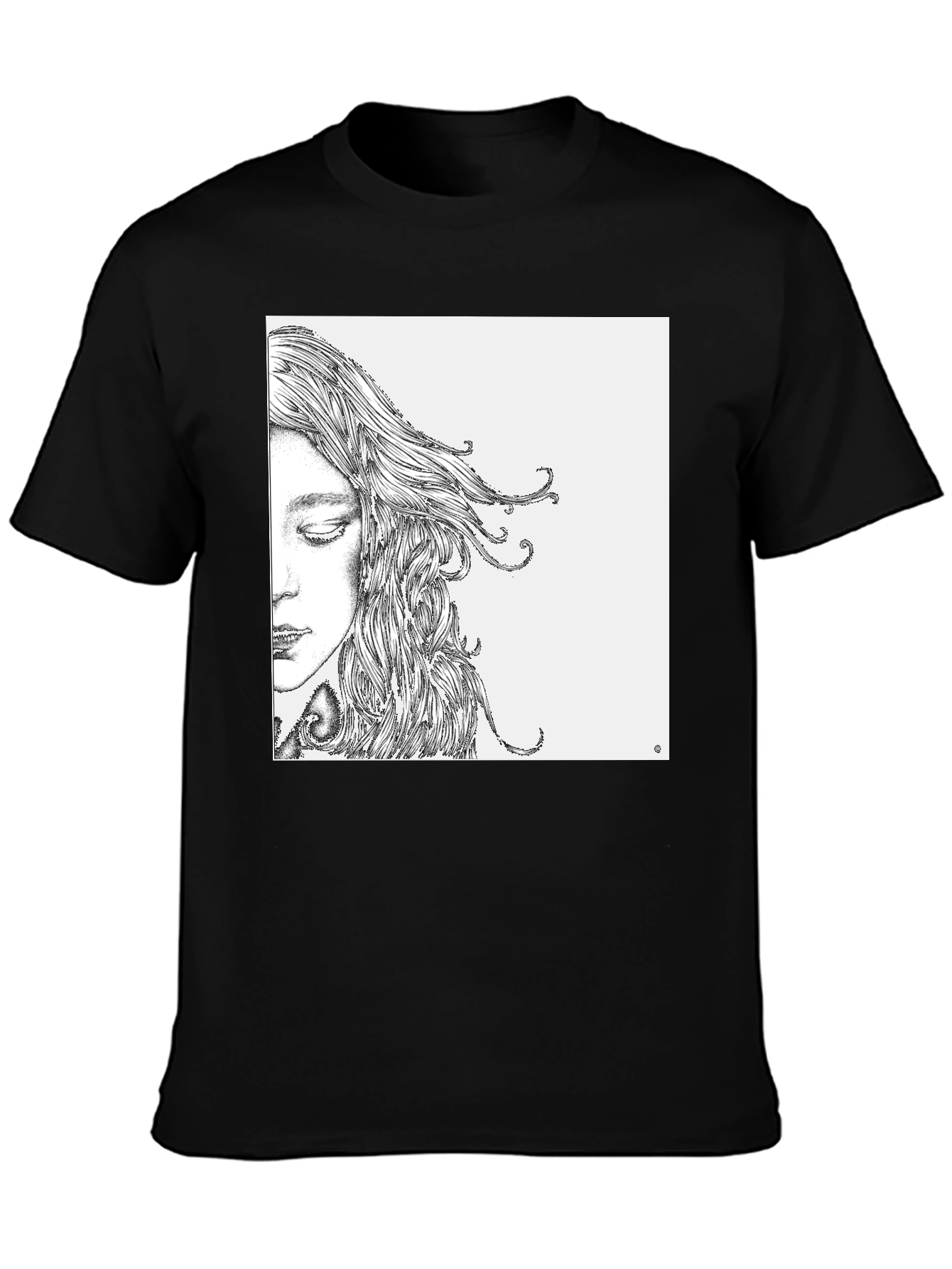 Artistic Woman Face Graphic Black Tee