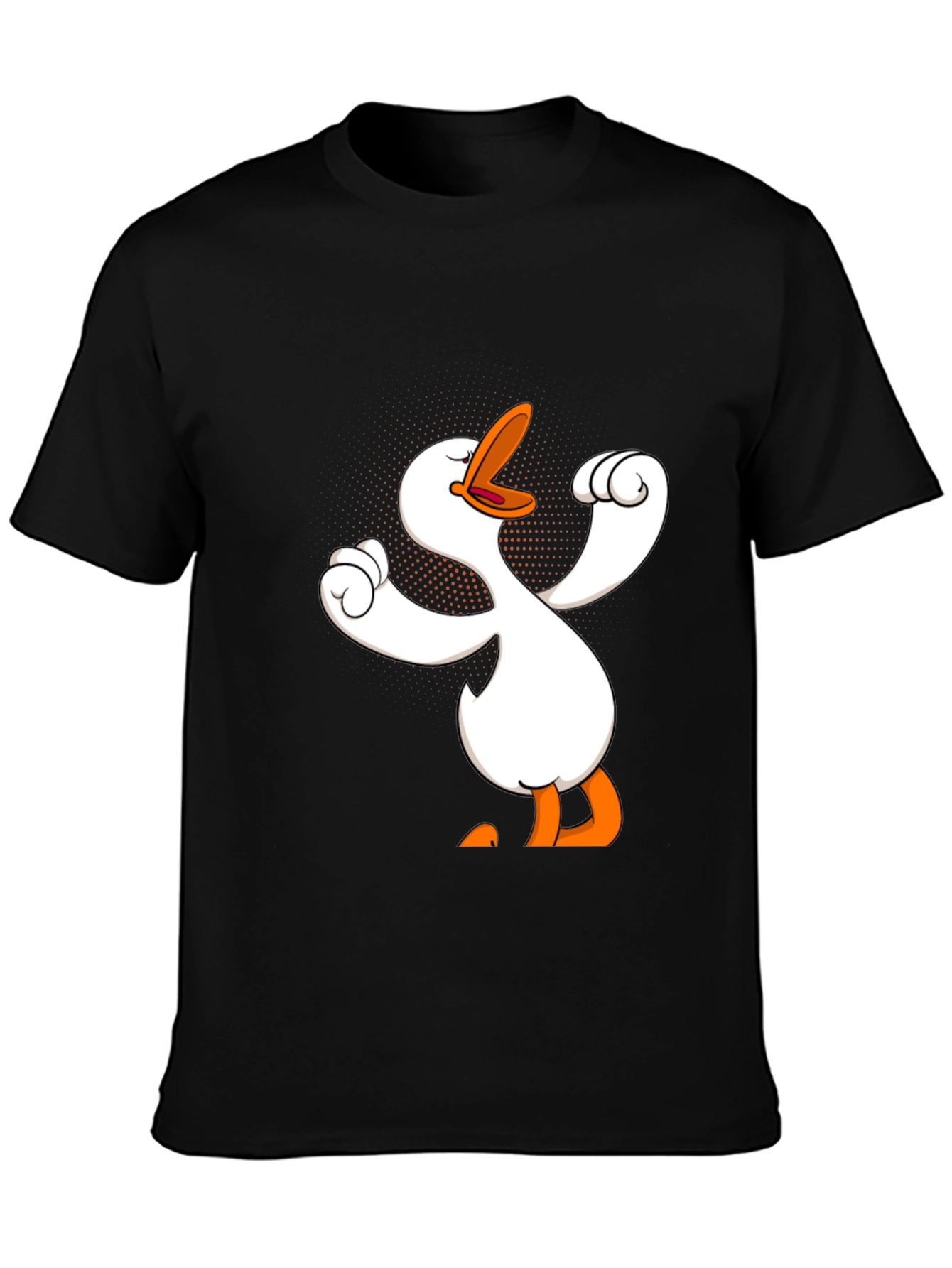 Funny Goose Cartoon Graphic Black T-Shirt